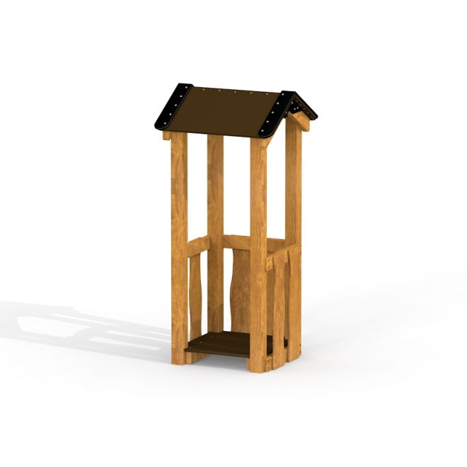 Bravo Modern Nature wooden house for children with a black roof.