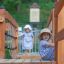 Children playing on Windsor Modern Nature castle with slide.