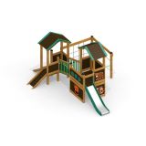 Forest House wooden playhouse with slide