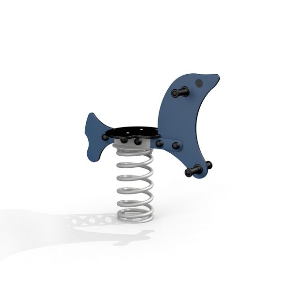 Spring rocker in the shape of a blue seal, named Seal rocking.