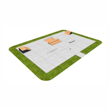 Concrete skate park with ramps and rails - Skate Park 03.