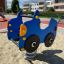 Car rocking on playground sandpit in residential area