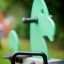 Green Double Pony rocking playground equipment.