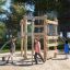 Children playing on Sherwood Eco wooden playground equipment.