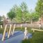 Children playing on Mojave Eco playground equipment in a park.