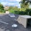 Spine-Ramp for skateboarding in a park setting