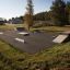 Outdoor skate park with Curb Horizontal skateboarding ramps.