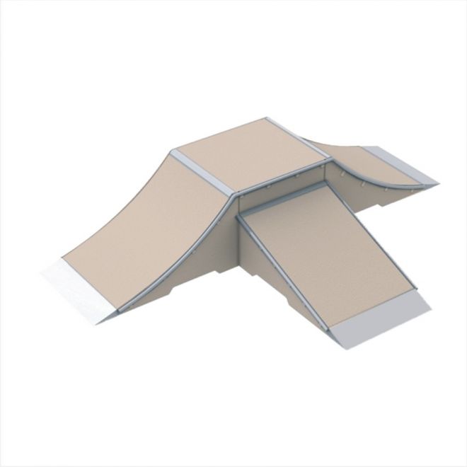 Combination 6 - modular skatepark ramp structure with multiple slopes