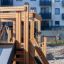 Wooden climbing playground structure from Climbing Kiosk Nature with slide and climbing elements ins