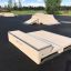 Fun Box type 2 skateboard ramp in an outdoor skate park.