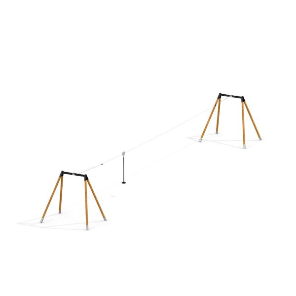 Medium Cableway playground equipment with wooden support.
