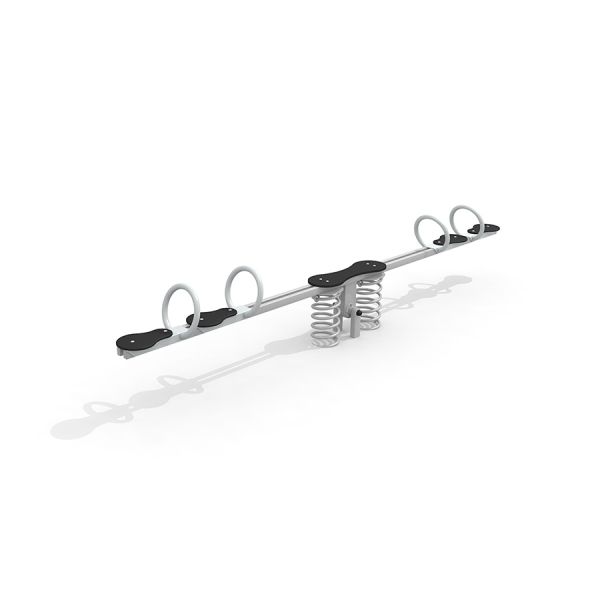 Double Seesaw with metal seats and spring base for playground.