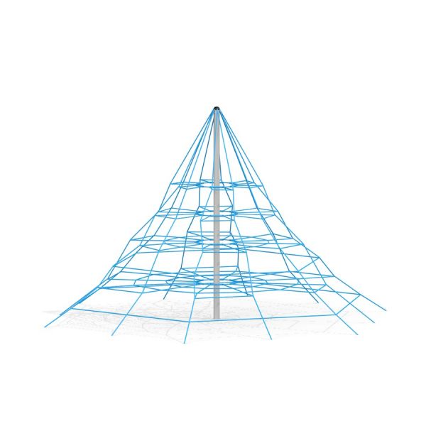 Powerclimber climbing net in a pyramid shape.