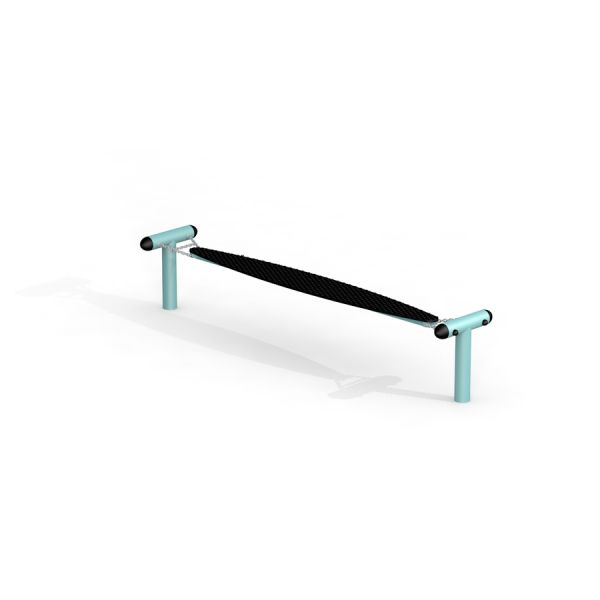 Surf Board playground balance equipment with black platform and blue handles