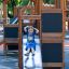 Tritowers Nature castle with slide wooden playground equipment on outdoor play area