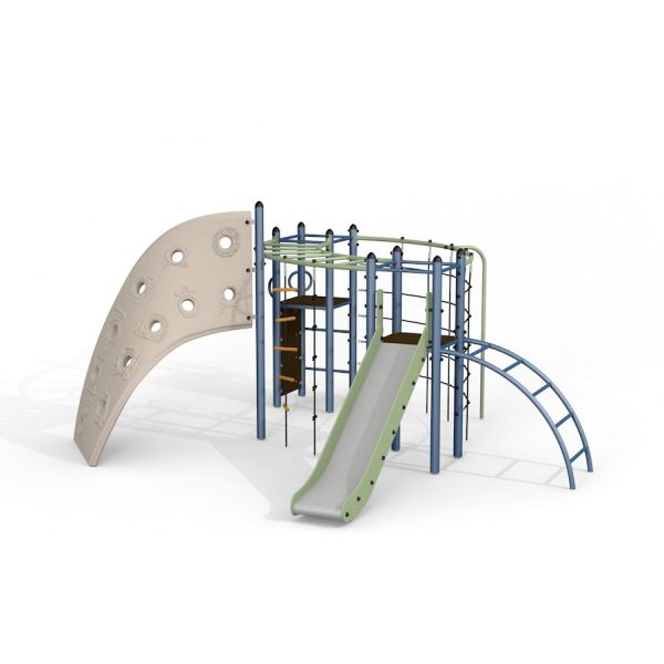 Whale - AZTEC steel structure playground set with slide and climbing wall