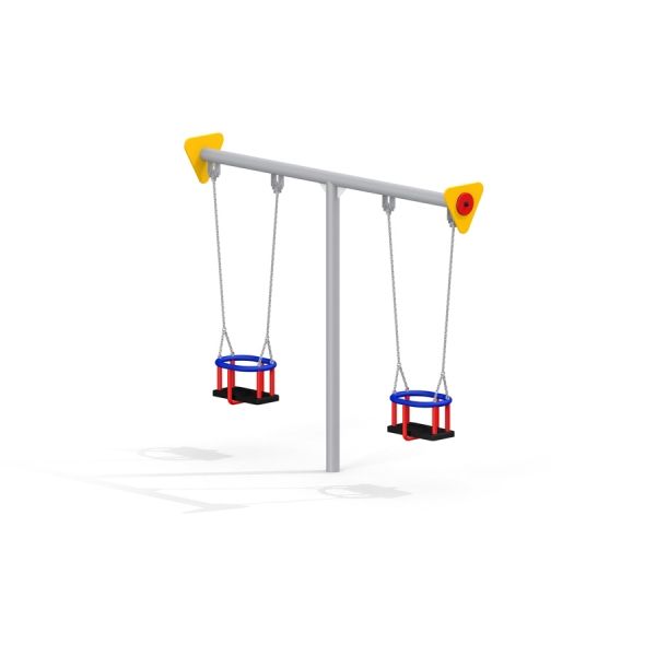 Baby Double Swing with colorful seats and sturdy chains