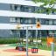 Baby Double Swing on a colorful playground in a residential area.