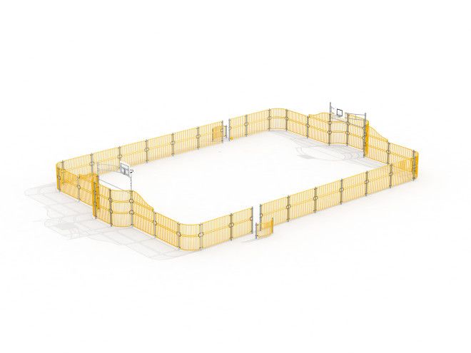 Santiago Bernabeu sports field surrounded by yellow fence.