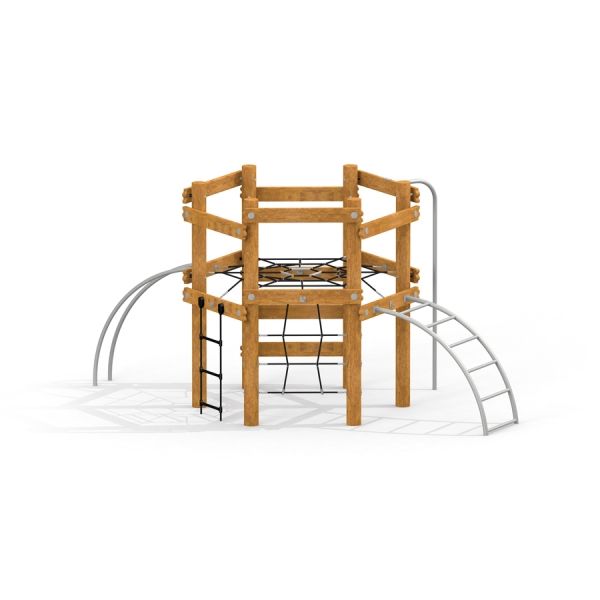 Sherwood wooden playhouse with climbing nets and ladders