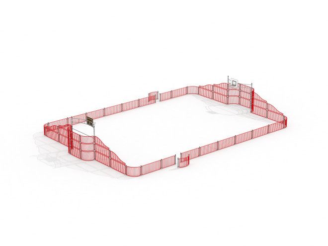 San Siro multifunctional sports field with red fencing