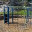 Steel structure playground climbing frame named Orca in a park setting.