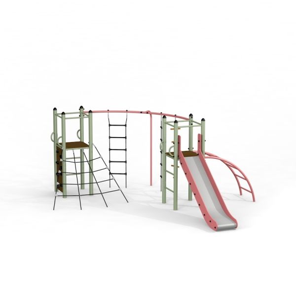 Sword fish steel structure playground with slide and climbing net