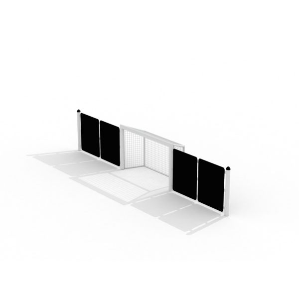 Modular football goal Goal with black rebound panels.