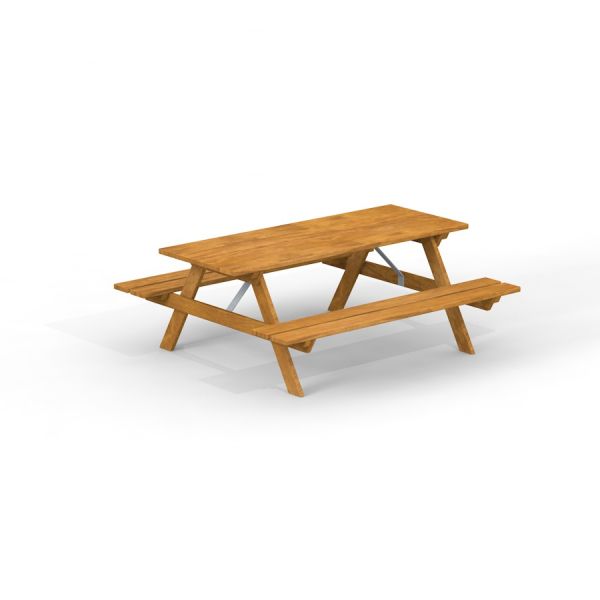 Larchwood Table & Bench - wooden outdoor picnic set'