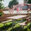 Outdoor 'Table & Bench' set in a playground area.