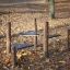 Wooden playground equipment 'Kentucky' in a park with autumn leaves.