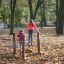 Children playing on the Kentucky outdoor playground equipment.