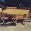 Wooden Table & Bench 6 Seats in a hexagonal shape.