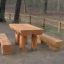 Rustic outdoor Table & Bench Nature in a forest setting.