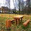 Outdoor wooden Table & Bench Nature set in a garden.