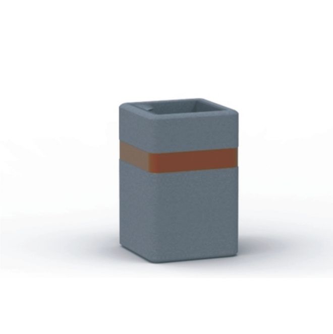 Geneva - Modern outdoor trash bin with a brown stripe.
