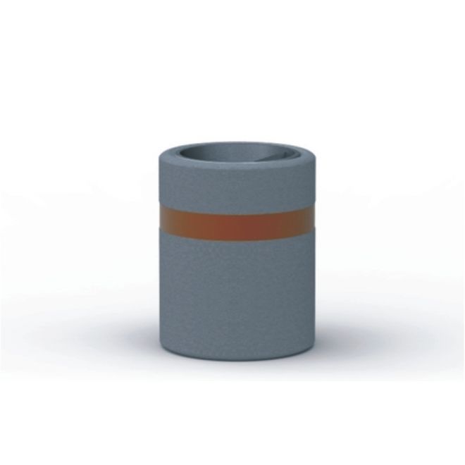 Outdoor trash bin Geneva (round) with a brown band.