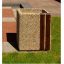 Lima II square outdoor trash bin on tiled pavement and grass background