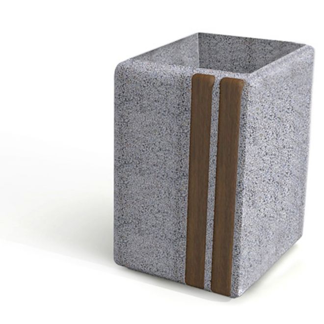 Concrete urban planter Lima II with wooden slats.