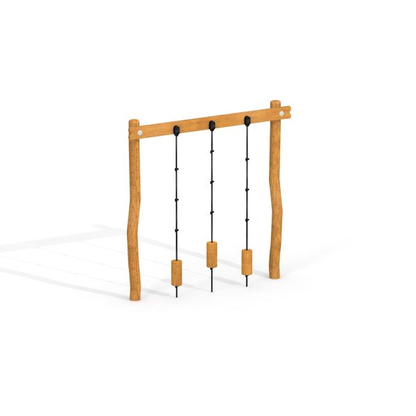 Lianes wooden playhouse featuring a wooden climbing frame with ropes and wooden steps