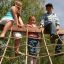 Children climbing on Mountains climbing net.