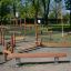 Gobi wooden outdoor playground climbing and balancing equipment under trees