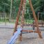 Tipi I climbing net for children in a park.
