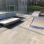 Skate ramps and platforms at an outdoor skate park named Bank.