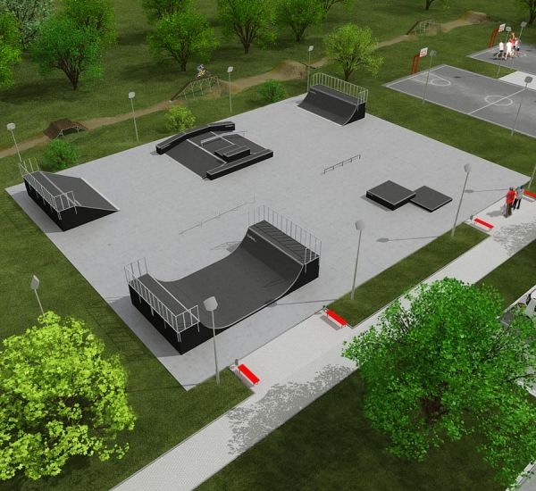 Render isometric view of Skate Park 8 