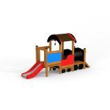 Locomotive with slide train playhouse