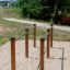 Gymnastic bar, double in an outdoor park setting.