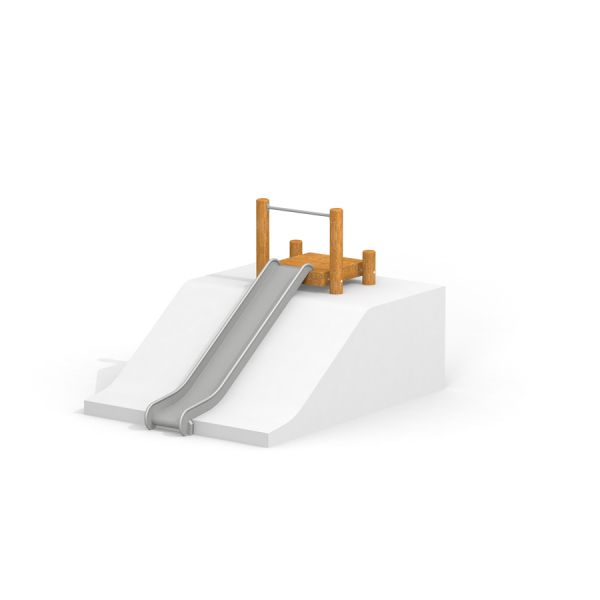 Hill Slide h150 playground slide on a white platform with wooden climbing structure