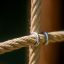 Ropes and wooden structure of Climbing box wooden playhouse.