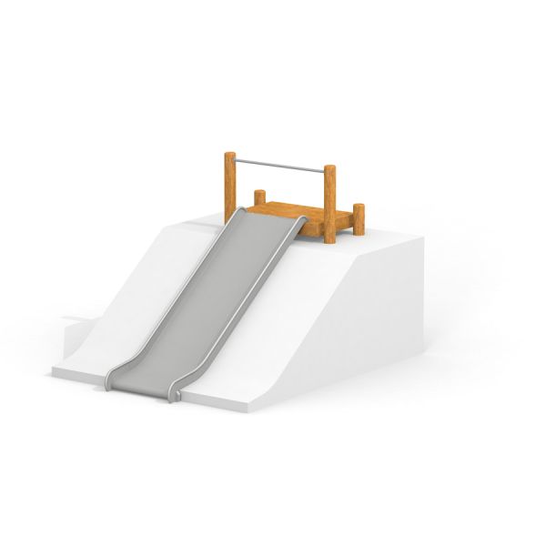 Playground Hill Slide Wide h180 with wooden sides and metal slide.